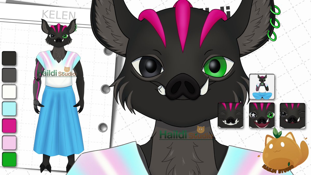HaildiStudio's tweet photo. Heyy, it's Kelen, a futurist world wild boar that will playing a games with you 🐗 

Live2D art commission is done 👀

Thank you so much for the opportunity ❤️
#live2d #vtuber #commission https://t.co/rzfKfHBPCh