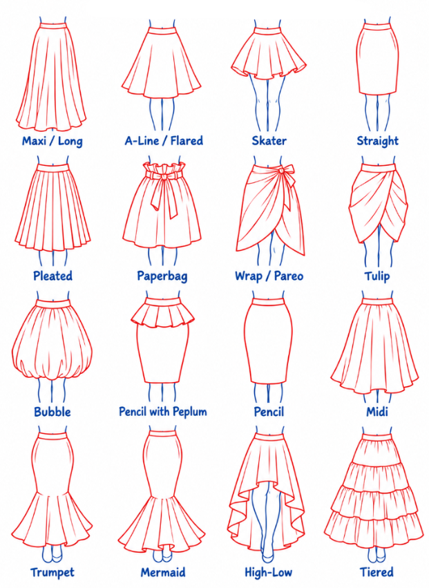 ChromaFlowx's tweet photo. types of skirts! https://t.co/oKr1qZ1Kw7