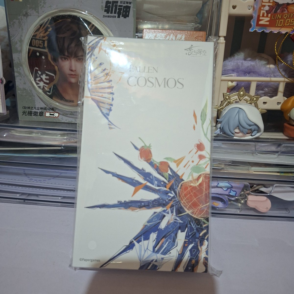 scaramustard's tweet photo. WTS 
-Coffin badge Enchantress 50k (plastik beningnya sealed)
-hi3 ranch series q-topping 1.0 Raiden Mei B 90k (plastik foil unsealed, plastik dalam sealed), Seele B 80k (plastik foil sealed)
-HSR train stack figure fugue :3 50k plastik sealed
-scrunchie myth caleb 165k sealed https://t.co/LHUbwVeknE