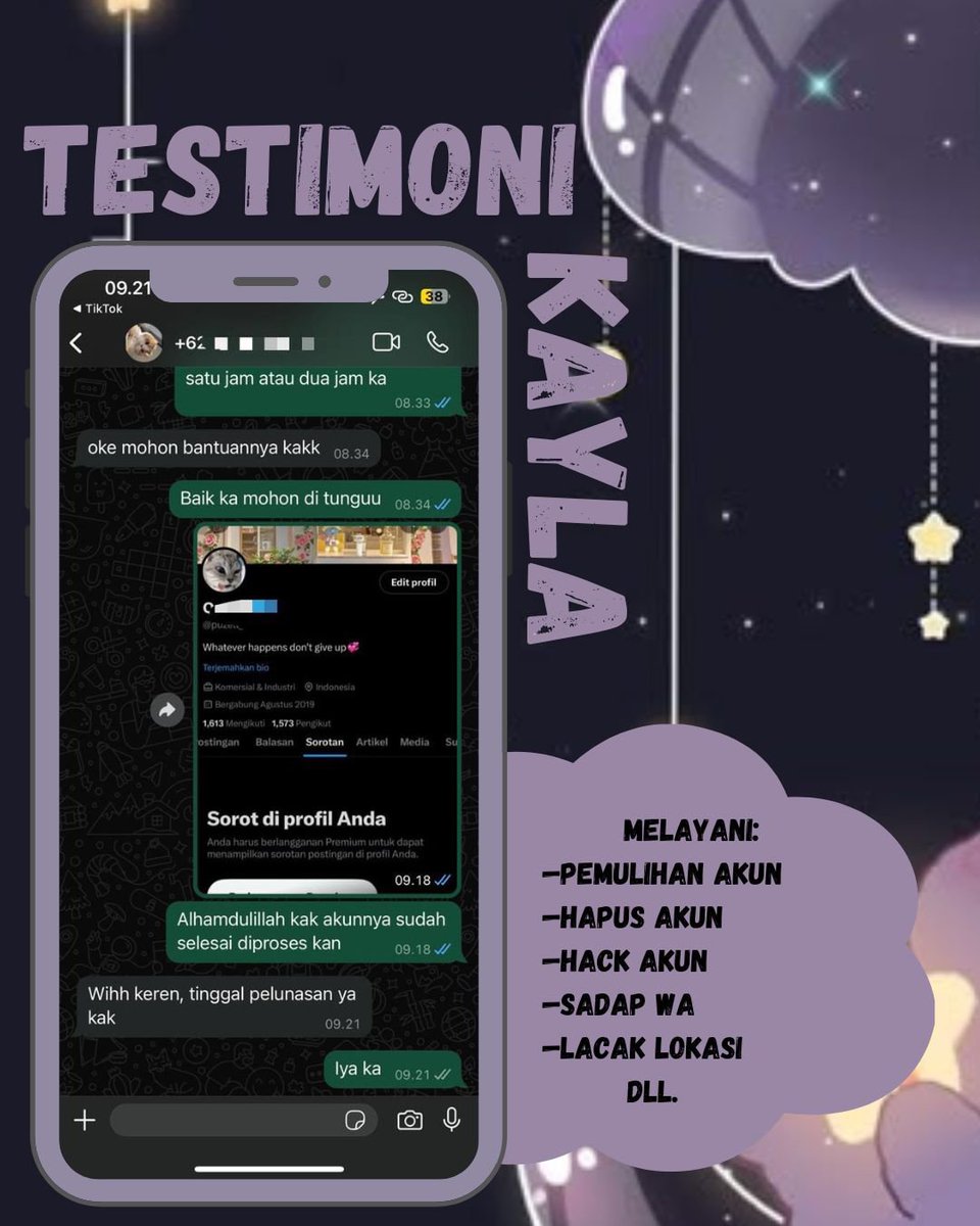 wondurg's tweet photo. ♈Hi Layanan Jasa pemulihan Akun &amp; Jasa Hapus akun, Jasa Lacak, Sadap WhatsApp

♈Jasa balikin akun  ,Facebook, Tiktok, Linkedlin, Gmail, Line, all sosmed

♈Hapus akun Facebook, Instagram, Line, Twitter, YouTube, &amp; lain nyaa

Full testi, Fast Prosess, WhatsApp Di Bio!! #zonauang https://t.co/IH2tQoIha2