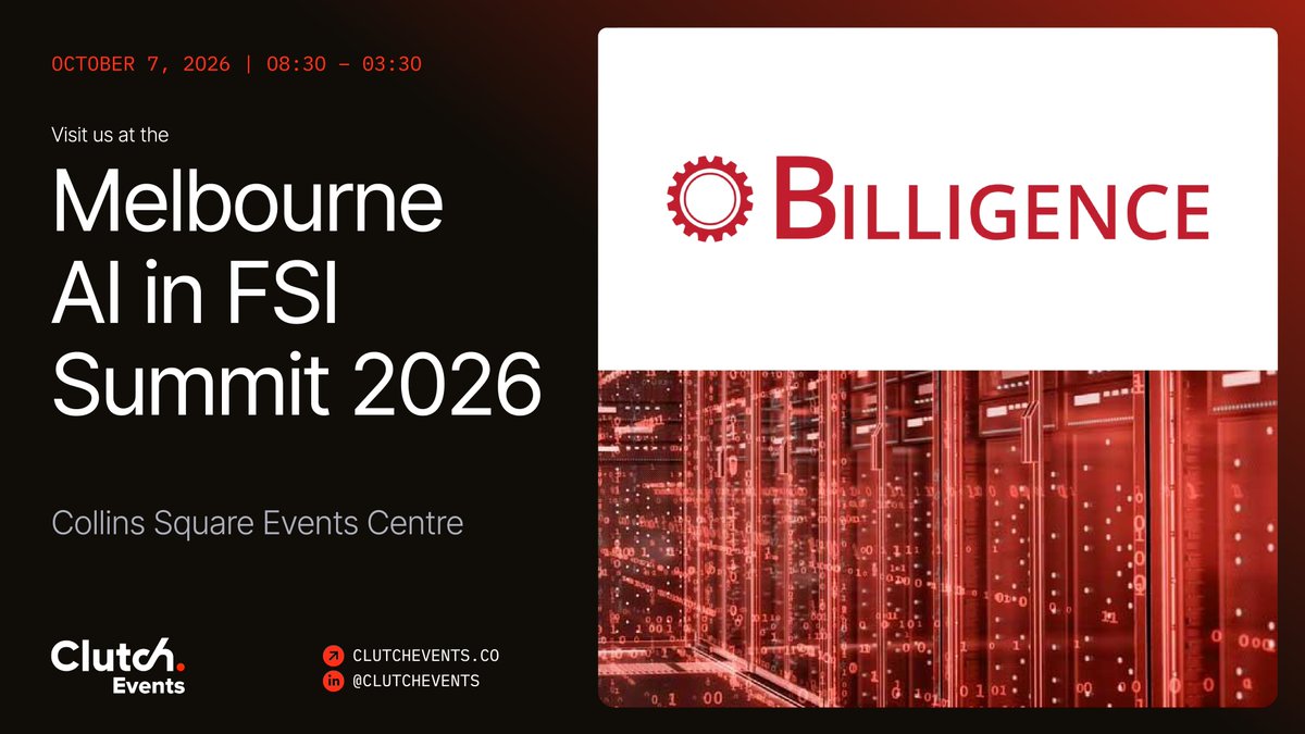 billigence's tweet photo. One month to go until the Melbourne AI in FSI Summit!

We’re looking forward to practical conversations on what’s actually working in AI across banking, insurance and super, from scaling and governance to real business value.

See you on 7 October.

#AIinFSI https://t.co/SvUGUG1z16