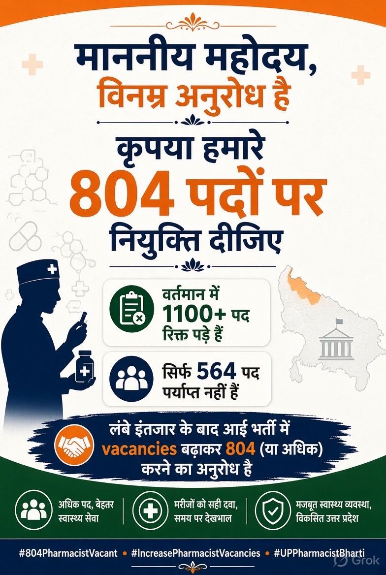SachinKumar4416's tweet photo. Upsssc allopathic pharmacist vacancy came after 15 years, but just 564 post. This is not enough for us. So please increase and add 200+ seats in 564 vacancy. It's very helpful sir.🙏
@brajeshpathakup 
@UPGovt 
@UpssscOfficial1 
@TheNewspinch 
#Increase_Allopathic_Pharmacist_Post https://t.co/eyScL2Cyod