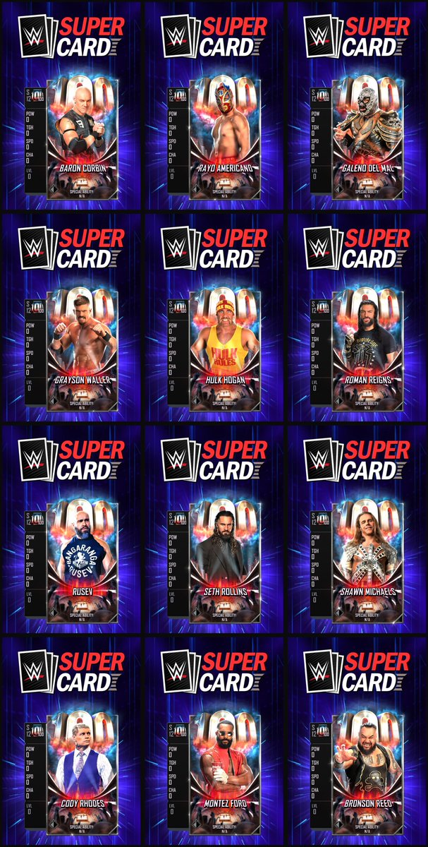 WWESCLeaks's tweet photo. Here are all 47 Male roster for the NEW Centurion tier. #WWESupercard https://t.co/b6MzYWWsGm
