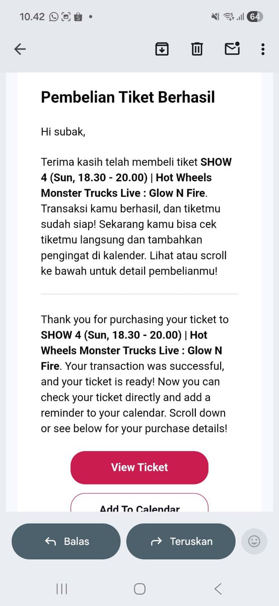 teyaazz's tweet photo. WTS HOT WHEELS MONSTER TRUCKS LIVE: GLOW N FIRE 🔥

Dijual 5 tiket SHOW 4 Hot Wheels Monster Trucks Live: Glow N Fire!
📅 Minggu, 29 November 2026
⏰ 18.30–20.00 WIB
🎟️ Tersedia 5 tiket
💰 Harga: Rp2.000.000/tiket (NEGO)

#zonauang
#wts https://t.co/oRaxJB10mo