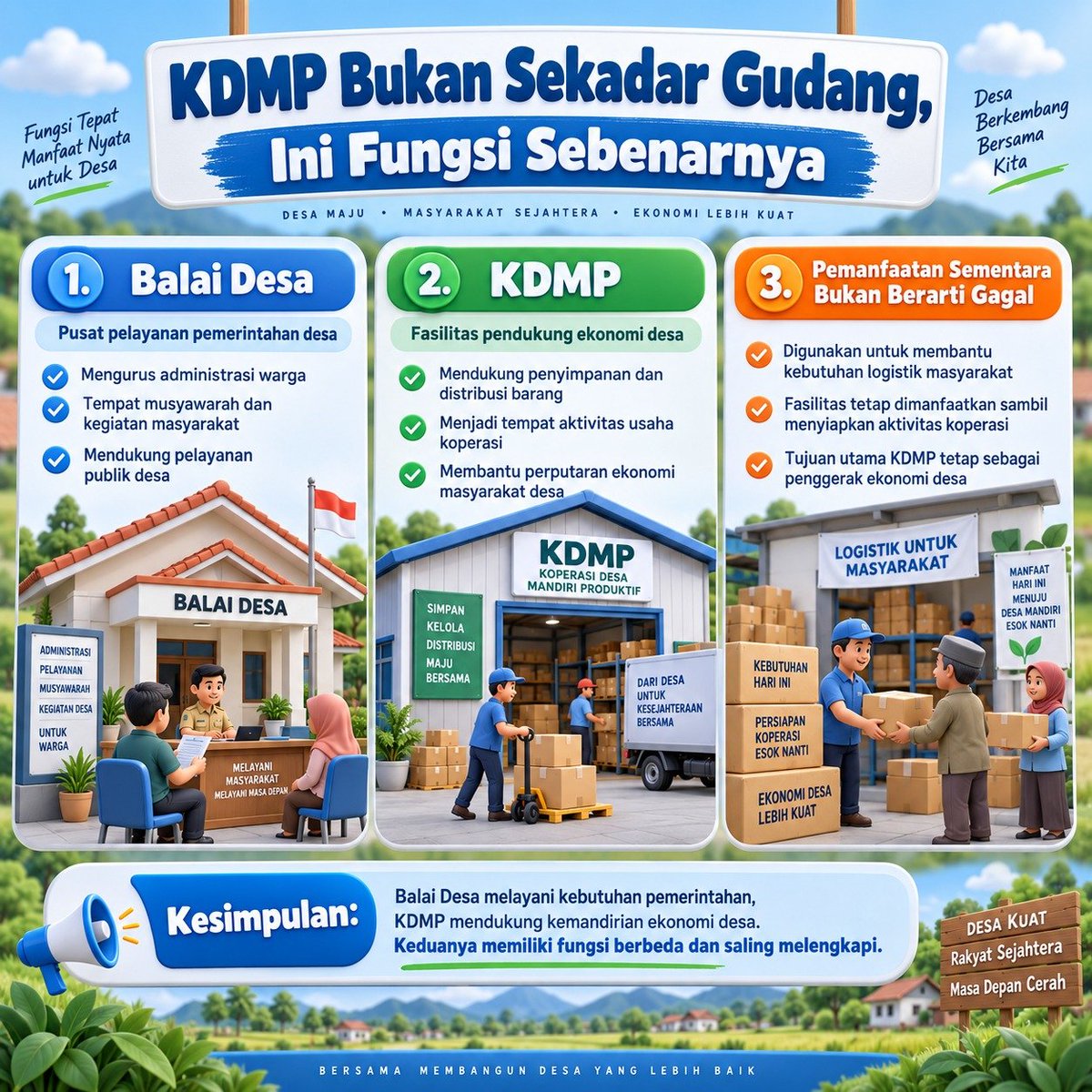 PhysEdMarlin's tweet photo. Bentuknya mungkin sama-sama bangunan desa, tapi kegunaannya beda. Satu fokus melayani warga, satu lagi bantu roda ekonomi berjalan. Yang penting, fasilitas tetap hadir untuk kebutuhan masyarakat.
#KopdesUntukRakyat https://t.co/HgGFoE9iVd