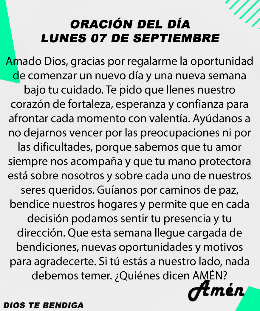 DiosTeBendiga__'s tweet photo. Oración diaria del día lunes 07 de septiembre de 2026. https://t.co/z6zlV1cehi