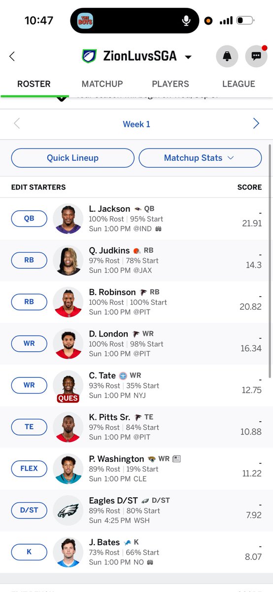 ForeverZionn's tweet photo. should I trade drake London for zay flowers? Or am I overreacting!! I have 3 falcons on my starter. I NEED HELP!! #fantasyfootball https://t.co/GhxPnNXsQz