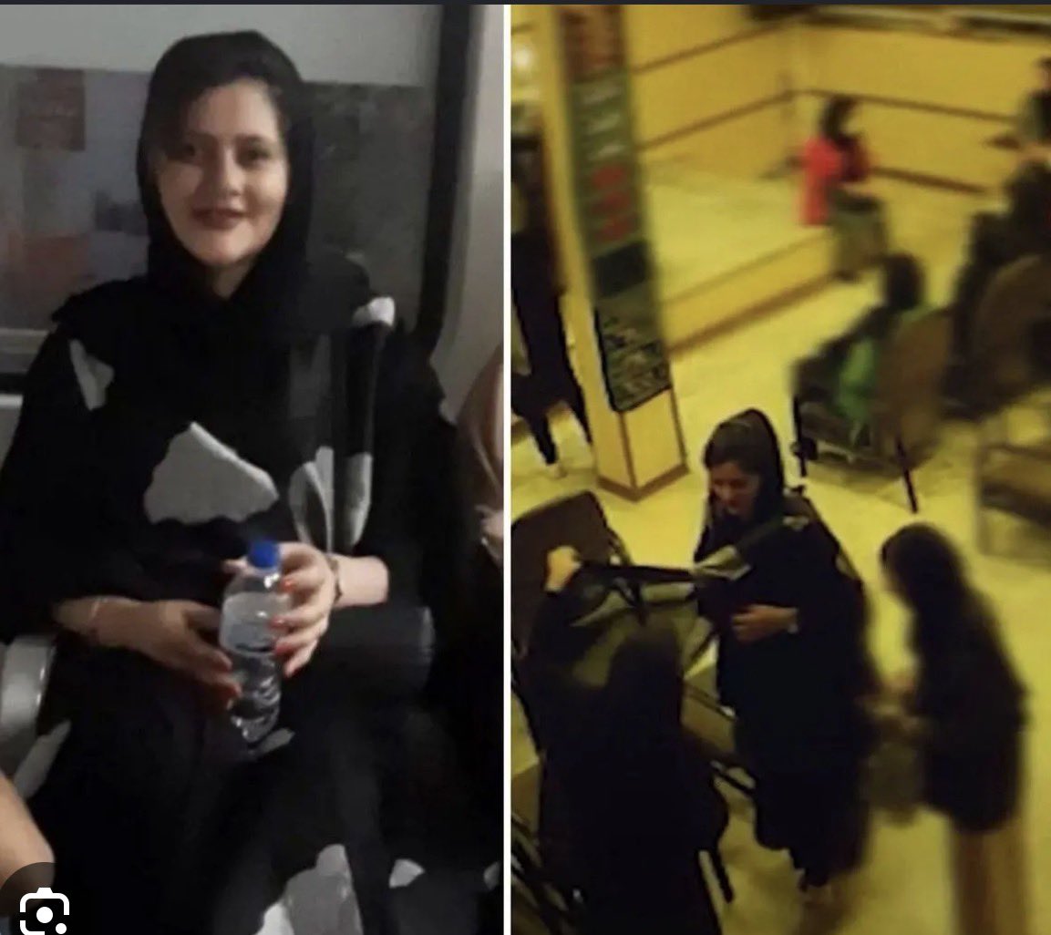 SanaELedene's tweet photo. Hey you idiots,

Hijab is not a costume. You don’t get to walk around half-naked, throw a scarf on your head, and pretend that’s hijab. Mahsa Amini was beaten and killed for dressing like this👇🏻, and you pieces of shit think you’re being good feminists by putting on a hijab while half-naked, with no one forcing you and no punishment waiting? 
I hope you burn in hell.
 https://t.co/p622GEKgVF