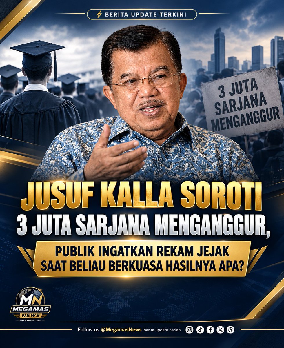 MegamasNews's tweet photo. Kritik memang diperlukan. Namun, publik juga berhak mengingatkan bahwa masalah pengangguran terdidik sudah ada sejak lama, termasuk saat beliau pernah memegang kekuasaan.
#JusufKalla #CiptaKerja #fyp #viral #JagaIndonesia ppppppppppp https://t.co/UYLpXsP2M9