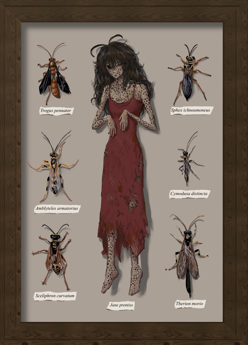 yunvind's tweet photo. some my prentisses from most to least recent. the oldest one is messy bc my apple pencil was broken at the time lol i was fuming but i enjoy the return to the lil hair antennae. can u tell i got really into bugs 
#themagnusarchives #janeprentiss https://t.co/jONCxc43oM