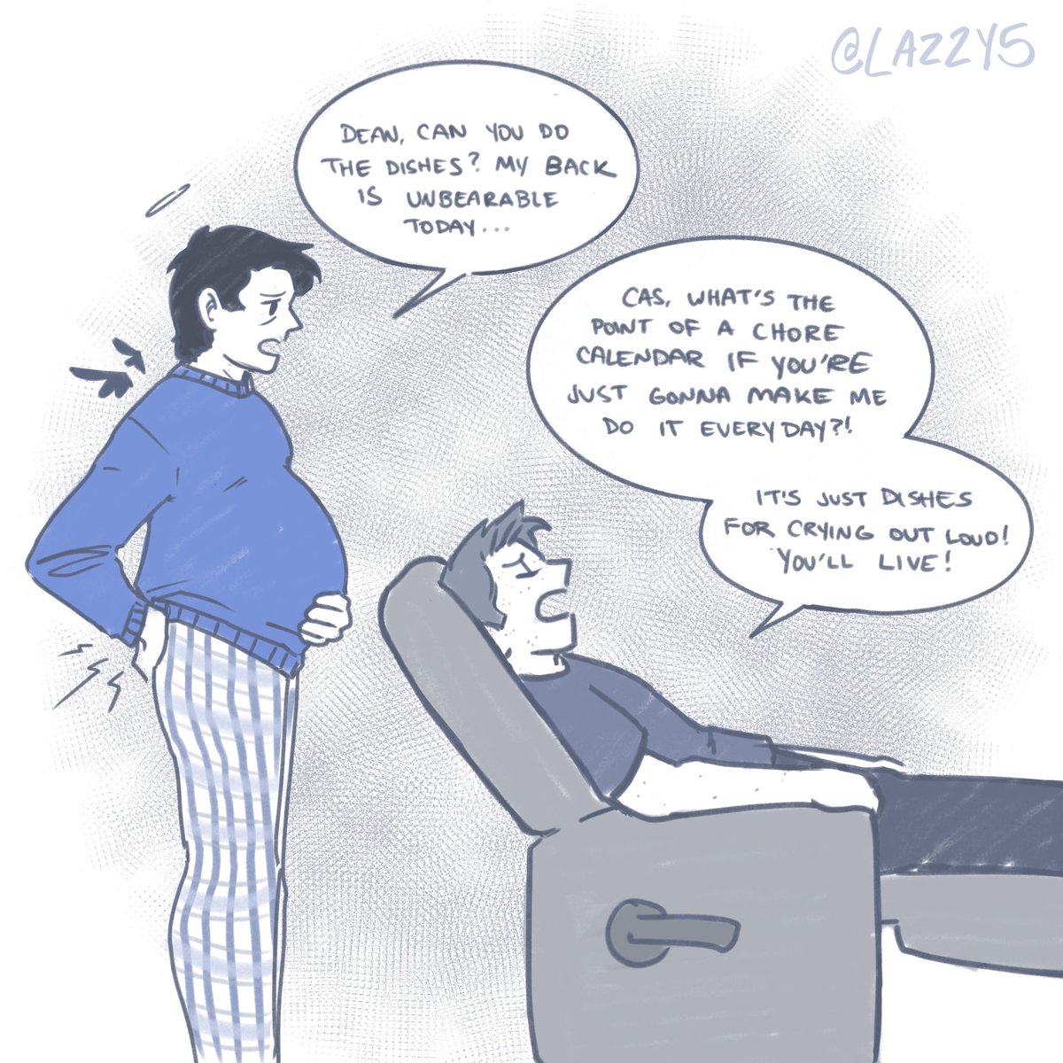 LAZ2Y5's tweet photo. it’s pregnant Castiel season 
#destiel https://t.co/2JPjl46ETS