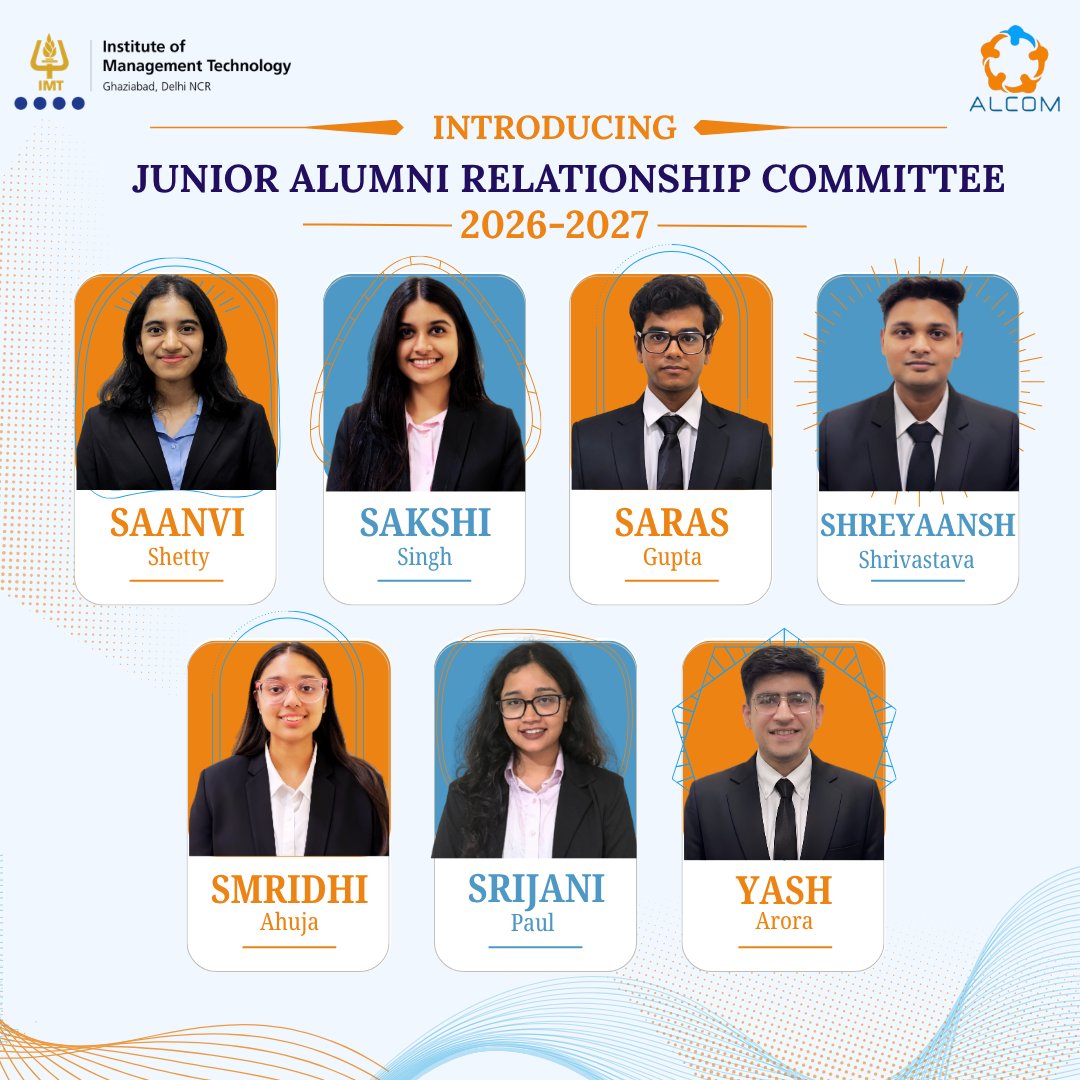 IMTalcom's tweet photo. The Alumni Relationship Committee, IMT Ghaziabad, is a responsibility entrusted to those who serve it. Proud to introduce this year's selected Junior Committee Members. https://t.co/7kMuMUhz1Y