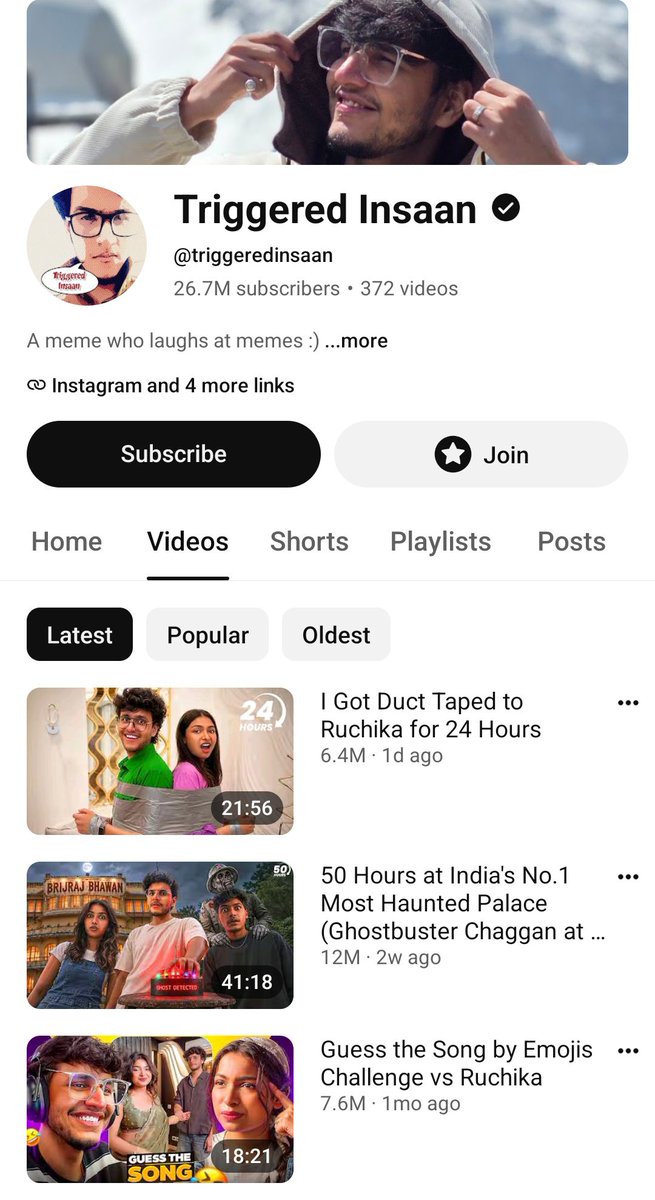 ArjunveerX's tweet photo. Meet Triggered Insaan.

He once made a roast about a Bihari Dalit vlogger, Raja Vlogs, simply because he was making vlogs with his wife.

The irony? These days, Triggered Insaan makes 90% of his videos with his wife.

Garib kare toh cringe, ameer kare toh wow. 🤡 https://t.co/NKrYUel6l8