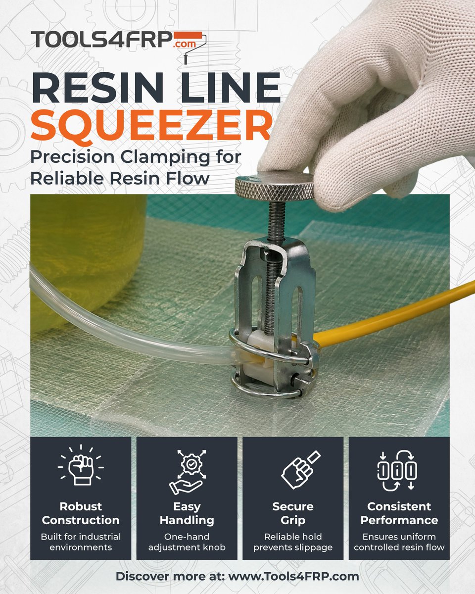 tools4frp160967's tweet photo. The right tool makes every FRP process more efficient.

𝐑𝐞𝐬𝐢𝐧 𝐋𝐢𝐧𝐞 𝐒𝐪𝐮𝐞𝐞𝐳𝐞𝐫 is a simple, practical tool designed to help FRP fabricators regulate resin flow through the line and improve process control.

Tools that make FRP work smarter. https://t.co/eqbUGvgX5u