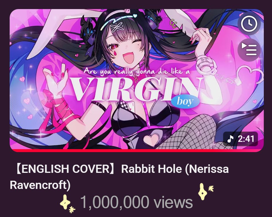 nerissa_en's tweet photo. 🐰Thank you so much for 1,000,000 on Rabbit Hole!🐰

This is my 11th cover to reach this milestone, and I'm so honored to have you listening to my originals and covers 🩵 https://t.co/mK1WchHPeR