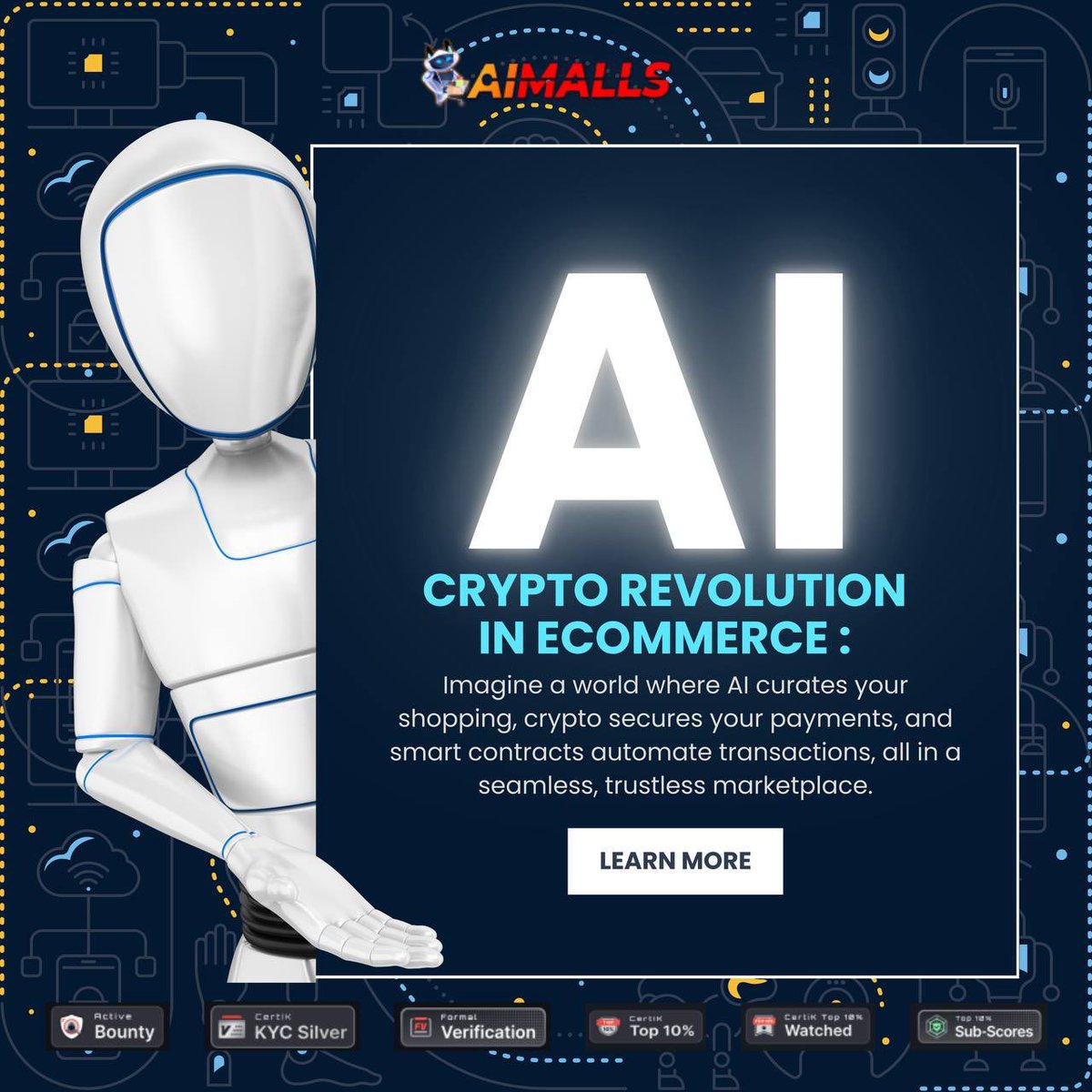 ai_malls's tweet photo. 🚀The AI-Crypto Revolution in eCommerce 

🔥 Imagine a world where AI curates your shopping, crypto secures your payments, and smart contracts automate transactions, all in a seamless, trustless marketplace. This isn’t the future, it’s happening now at #AiMalls.

#AiMalls #AIT #AI #InnovationRevolution #StoreApp #Innovation #Blockchain #Ecommerce #Crypto #FutureOfEcommerce #FutureReady #Value $AIT✨