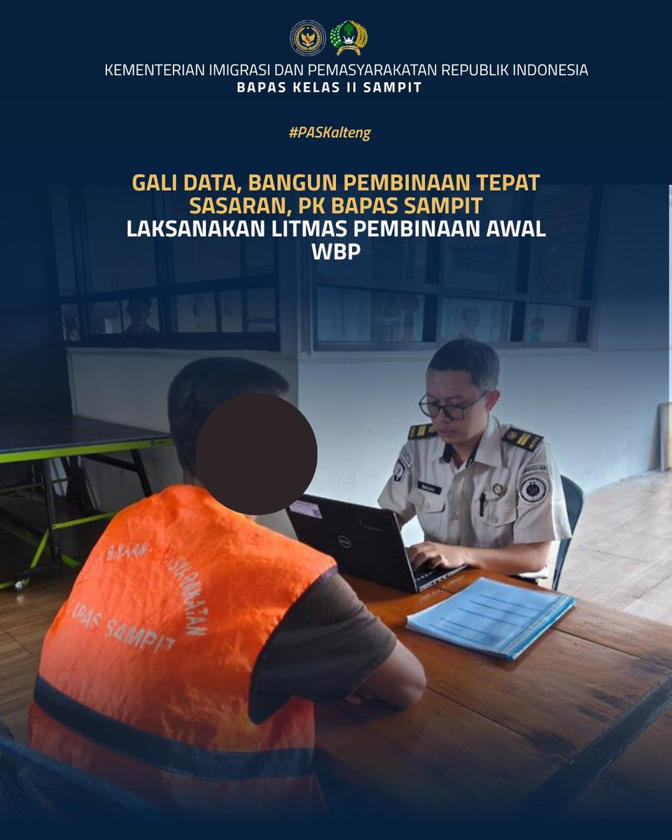 bapas_sampit's tweet photo. Gali Data, Bangun Pembinaan Tepat Sasaran, PK Bapas Sampit Laksanakan Litmas Pembinaan Awal WBP

Selengkapnya pada:
https://t.co/LgWxIme251

Humas Bapas Sampit

#kemenimipas
#Ditjenpas
#pemasyarakatan
#Lapas
#DitjenpasKalteng
#Litmas
#infomipas https://t.co/ZrA99txjNb