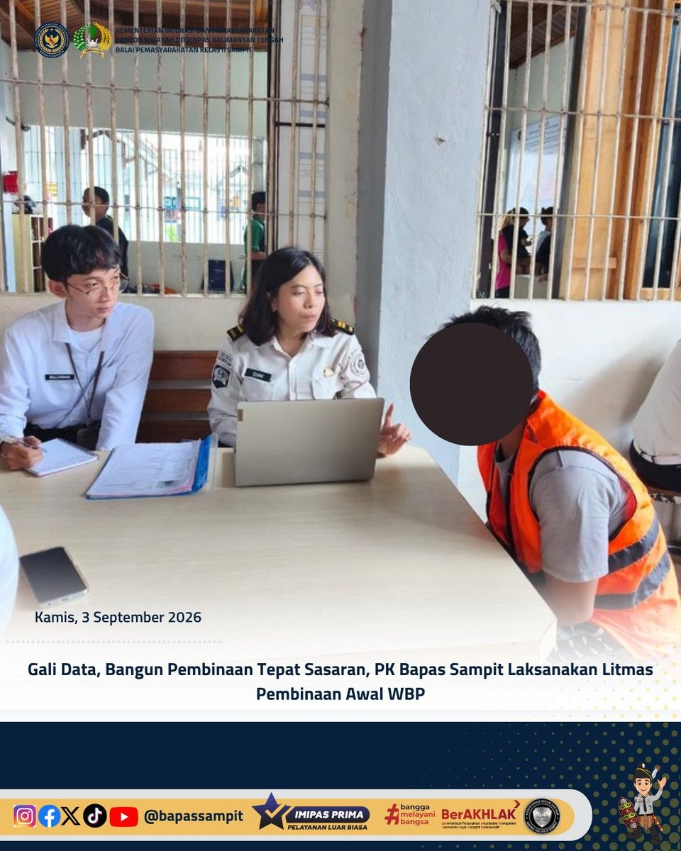 bapas_sampit's tweet photo. Gali Data, Bangun Pembinaan Tepat Sasaran, PK Bapas Sampit Laksanakan Litmas Pembinaan Awal WBP

Selengkapnya pada:
https://t.co/LgWxIme251

Humas Bapas Sampit

#kemenimipas
#Ditjenpas
#pemasyarakatan
#Lapas
#DitjenpasKalteng
#Litmas
#infomipas https://t.co/ZrA99txjNb