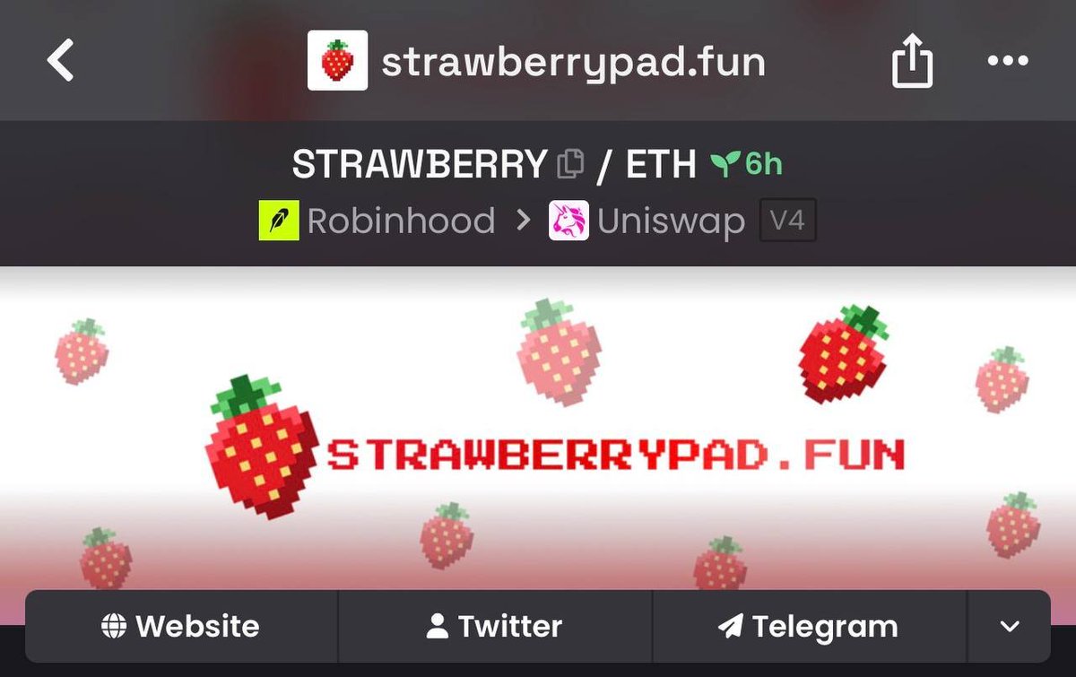 Strawberrypad_'s tweet photo. Our Dexscreener profile is live! 

After the bonding phase, we expect to gain much more attention. 

We’ll keep building, with many new features and updates rolling out soon.

CA: 0xCf757746dcB8c2F9D5B2095E39b1cDEa4dC3Bb59

Dexscreener chart:
https://t.co/WnrtV2WjDO 

$STRAWBERRY 🍓
