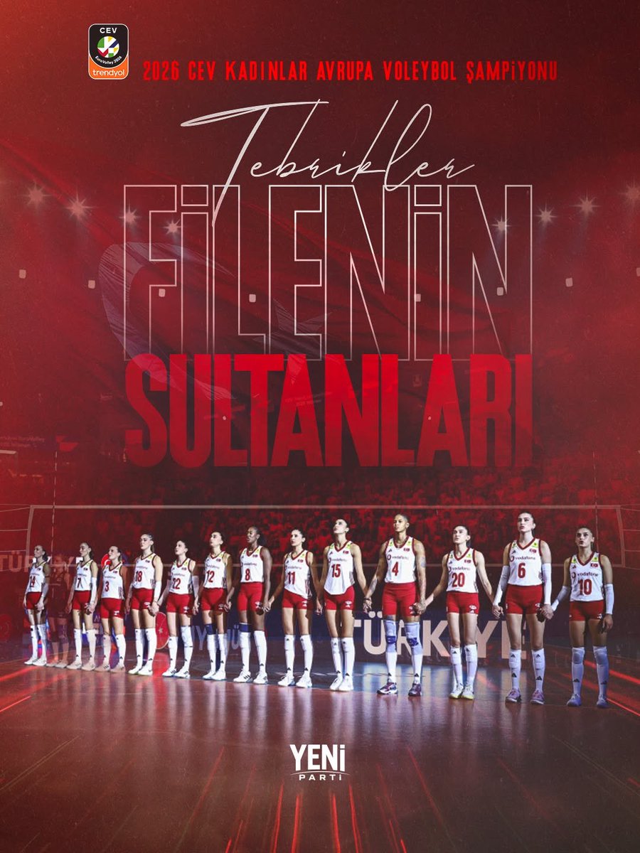 Baburnazo's tweet photo. Şampiyon Atatürk’ün kızları!.. 🇹🇷

Avrupa Voleybol Şampiyonu olarak göğsümüzü kabartan Filenin Sultanları’nı yürekten kutluyoruz.

Tebrikler, iyi ki varsınız! https://t.co/LomLTQZAcD