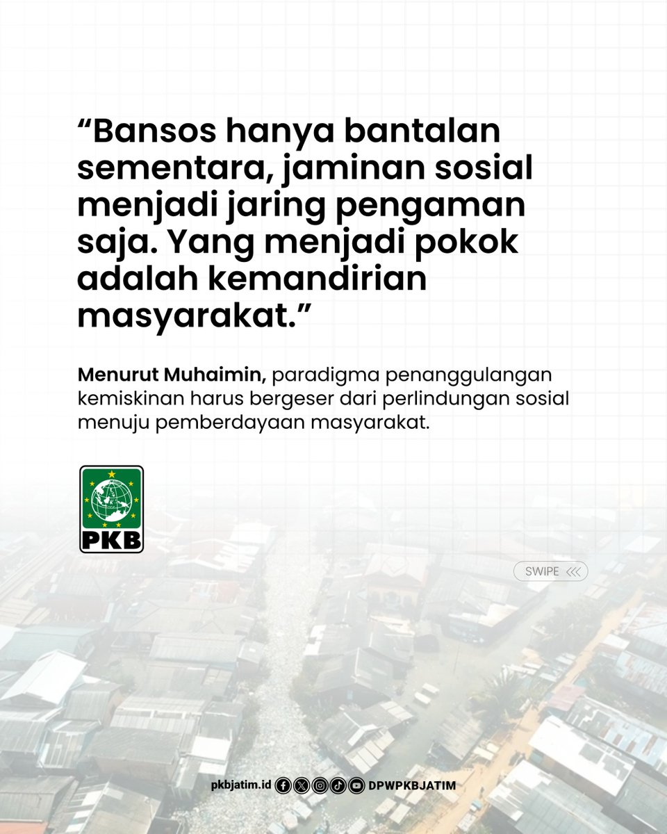 dpwpkbjatim_'s tweet photo. Pengentasan Kemiskinan Butuh Ekosistem! 

Cak Imin menilai pengentasan kemiskinan harus dilakukan secara lebih terintegrasi. Perlindungan sosial tetap dibutuhkan, tetapi tidak boleh menjadi satu-satunya solusi.
#CakImin #EkosistemPemberdayaan #Kemiskinan #MasyarakatMandiri https://t.co/Bzo8aDpCQu