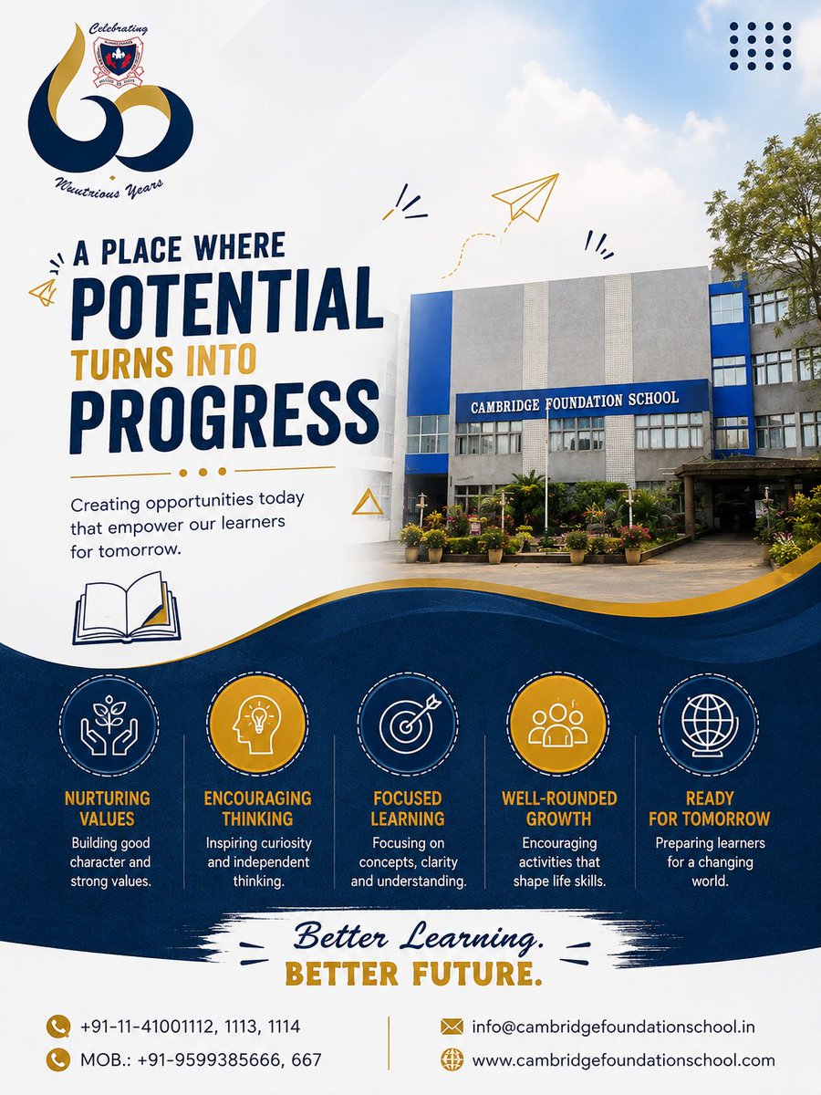 cfscambridge's tweet photo. A place where potential turns into progress.

At Cambridge Foundation School, we nurture values, confidence and focused learning to prepare students for a brighter future.

#CambridgeFoundationSchool #StudentGrowth #SchoolEducation #RajouriGarden https://t.co/gJonjcT55m