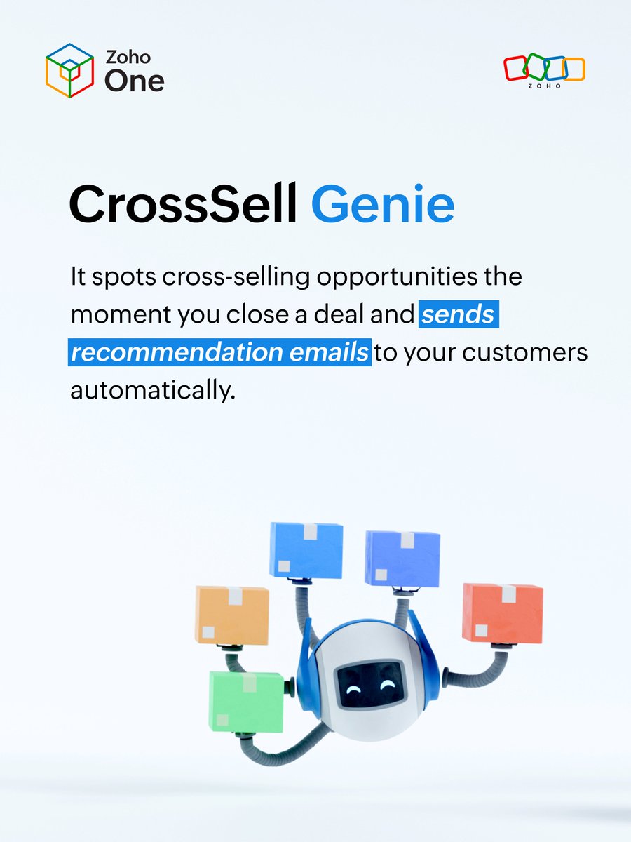ZohoOne's tweet photo. Here is the latest ☕️ from @Bigin  
 
They went big on AI in Q2.
 
From Reply Assistant and Churn Analyzer to CrossSell Genie &amp; more 👉 
 
Explore the features - https://t.co/apjPmDlyou

#WhatsNew #Updates https://t.co/YP0PeWlQPx