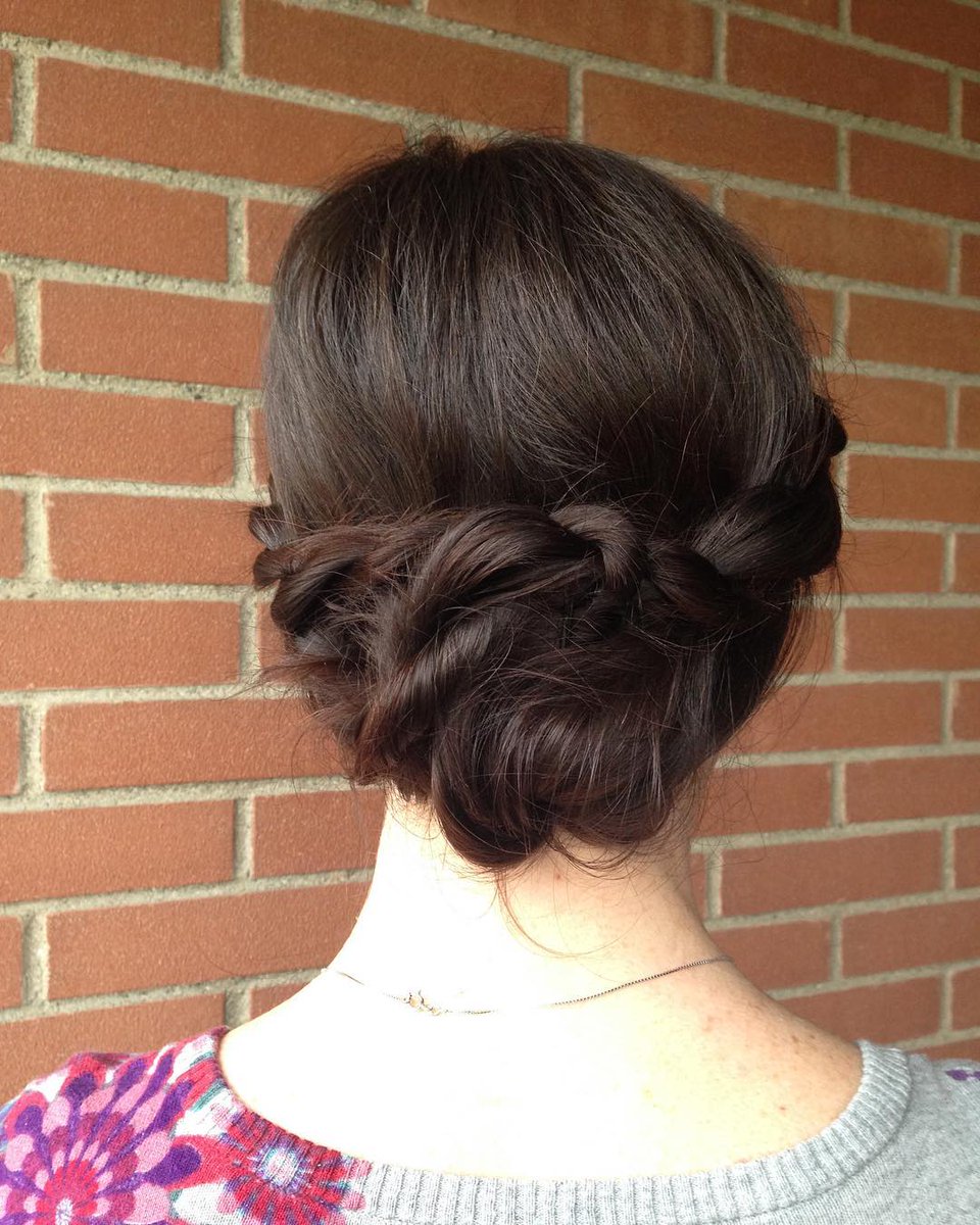mtulio2010's tweet photo. A simple twisted updo I did for work yesterday. It might become one of my go-to styles this summer. My hair is finally growing, so I can give Sara a break. Hope you like it! Inspired by Ania. Have a great Easter break! https://t.co/OTcZ9WqjLz