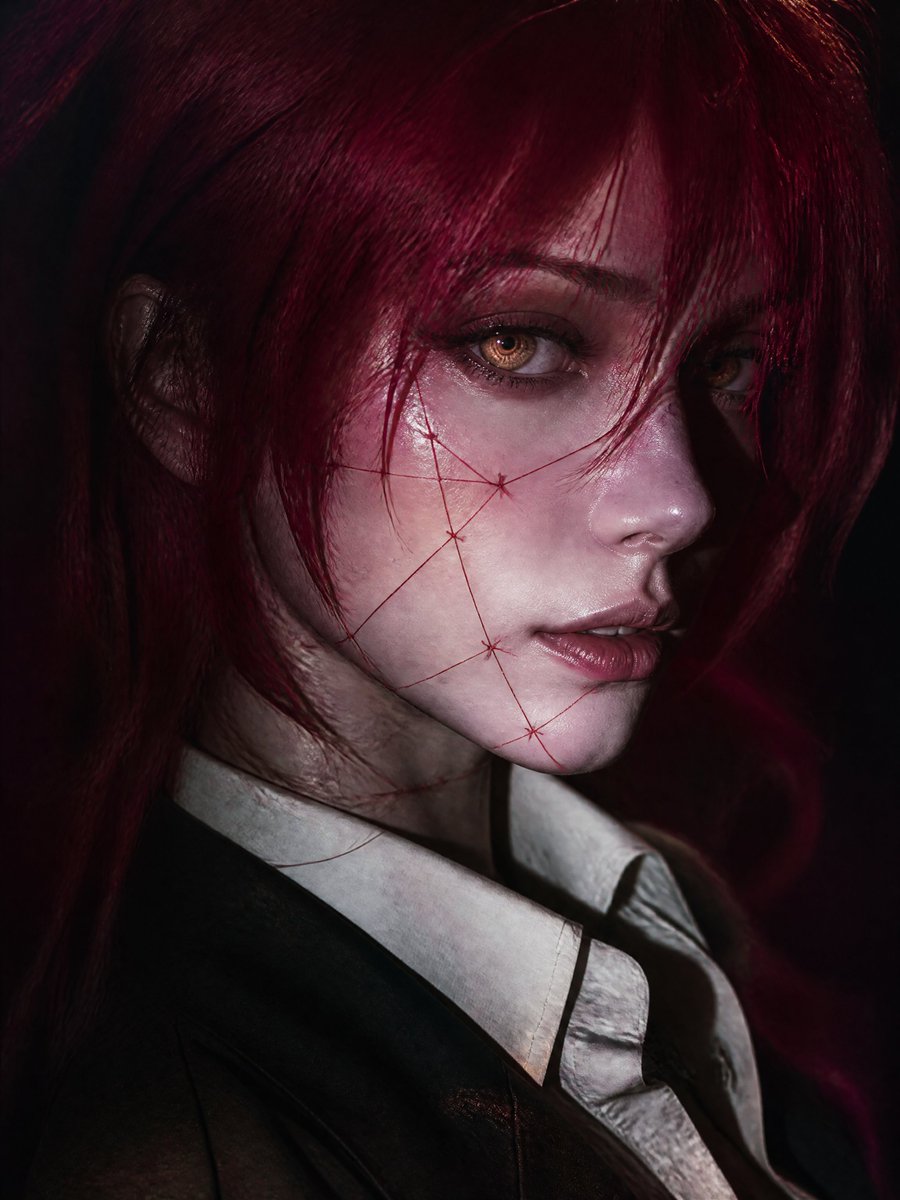 Crimson Hair Fantasy Portrait