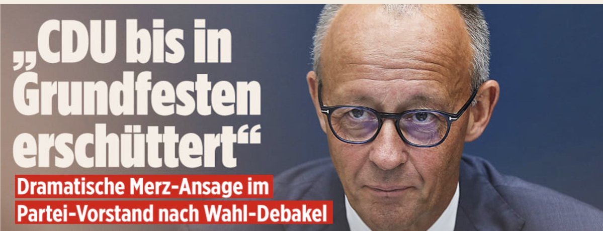 Florian_Kain's tweet photo. BILD exklusiv: Dramatische #Merz-Ansage im #CDU-Bundesvorstand: Partei durch Sachsen-Anhalt-Wahl in ihren „Grundfesten erschüttert“ https://t.co/Qt8paO43Jl