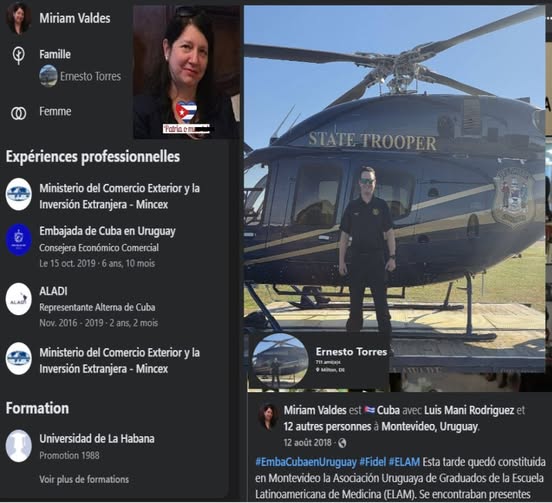 joankelincuba's tweet photo. ¿Cómo es que el hijo de Miriam Valdés, diplomática del gobierno cubano, termina trabajando de State Trooper en Delaware? Y para colmo de ironías, ¿luego aparece un sindicato de policías amigos de Cuba y nadie sabe cómo? 
¿Deberían las autoridades investigar estos vínculos? https://t.co/vyfnmuy5is