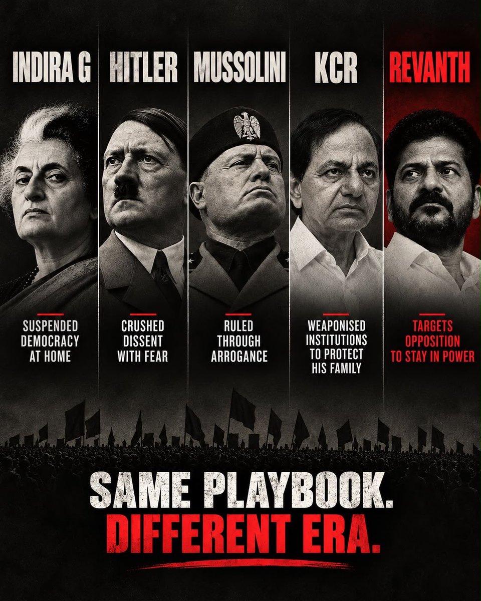 N_RamchanderRao's tweet photo. Same playbook. Same arrogance. Same fate.

History has shown that those who crush dissent and suppress democracy are eventually defeated by people.

CM Revanth Reddy will be no exception. https://t.co/bR4ZZX9vyJ