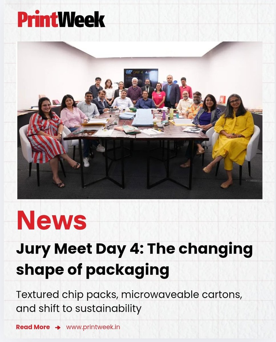 printweekindia's tweet photo. Jury Meet Day 4: The changing shape of packaging

On Janmashtami morning in Mumbai, the PrintWeek Awards Jury Meet concluded with spirited debate and sharp insights as panelists judged FMCG, F&amp;B, and pharma packaging.

#packaging #pharma #fmcg https://t.co/gU5cqVv3uf