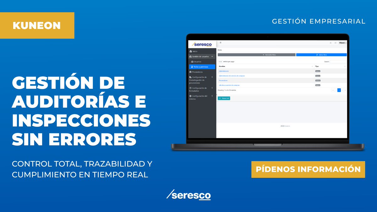 seresco's tweet photo. Gestiona tus #Auditorías e #Inspecciones de forma más eficiente con #Kuneon #AuditsInspections de @seresco
👉Planifica inspecciones fácilmente
👉Registra incidencias en tiempo real
👉Genera informes de manera ágil
Pregúntanos ℹ️ https://t.co/StTTaXLS3U https://t.co/6VA3zY8Izf