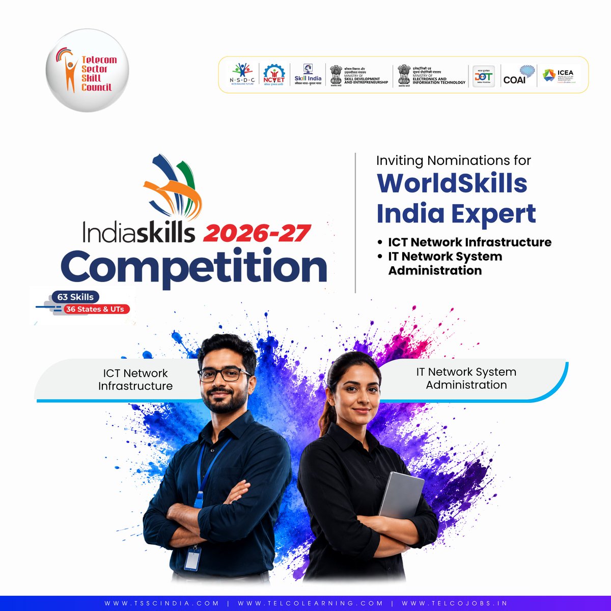 TSSCINDIA's tweet photo. Submit your nomination/CV: partnerships@tsscindia.com

Submit directly: https://t.co/p6tqYr5Axo

@MSDESkillIndia | @NSDCIndia | @WorldSkillsInd 

#worldskillsindia #tssc #skillsindia #ict #networking #it #telecom #skilling https://t.co/EFWDaaCVdv