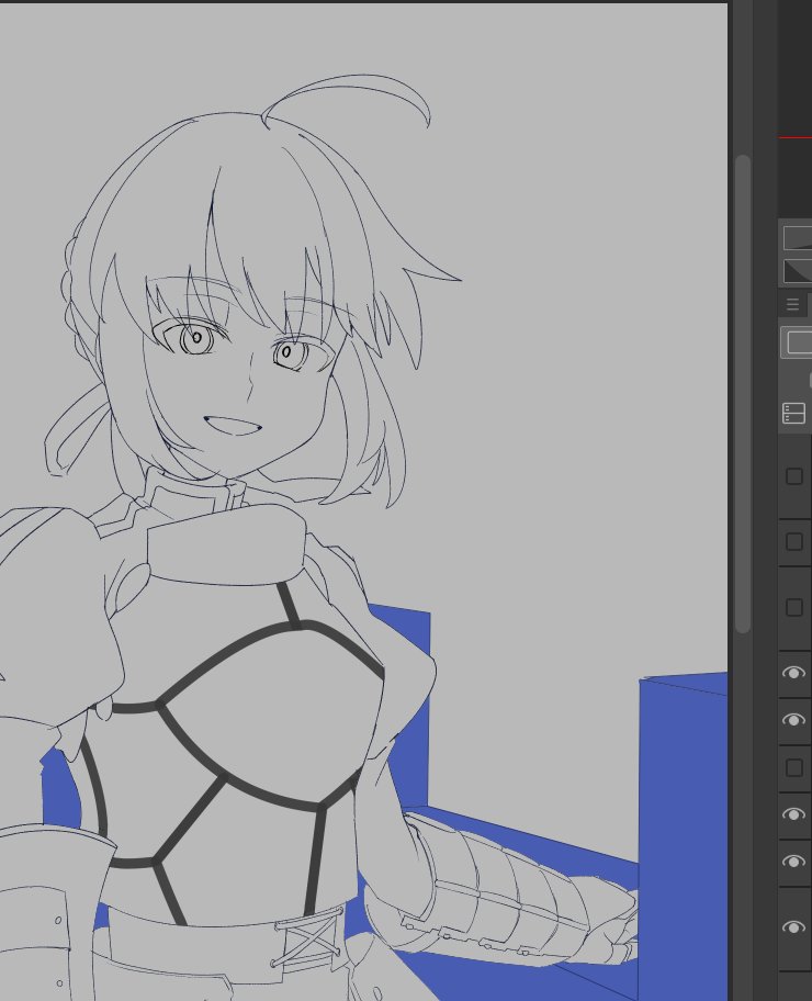 konbubatake's tweet photo. 線画を描いたはいいんだけど描きたい絵的にほぼ首までしか映らなさそうで泣き　供養 https://t.co/dMvDitP1hV