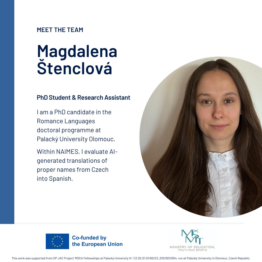 fsanchezrodas_'s tweet photo. Meet the rest of the researchers contributing to #NAIMES, a postdoctoral project investigating how AI translates proper names from English, German, and Czech into Spanish. 👥🤝

🔗 Learn more about the people behind the project: https://t.co/oNG71pK3vg https://t.co/BGW8L9fjMh