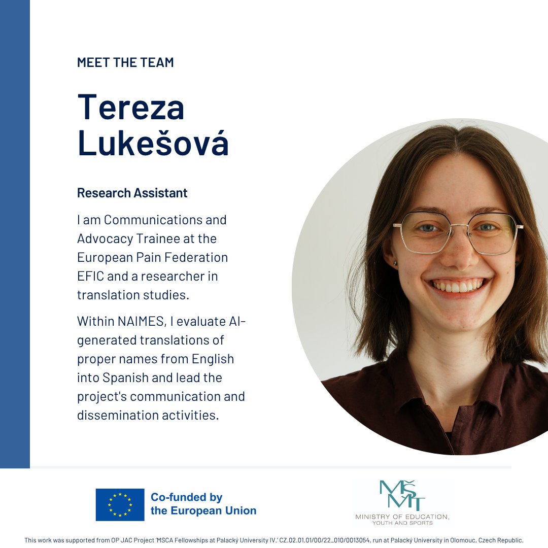 fsanchezrodas_'s tweet photo. Meet the rest of the researchers contributing to #NAIMES, a postdoctoral project investigating how AI translates proper names from English, German, and Czech into Spanish. 👥🤝

🔗 Learn more about the people behind the project: https://t.co/oNG71pK3vg https://t.co/BGW8L9fjMh