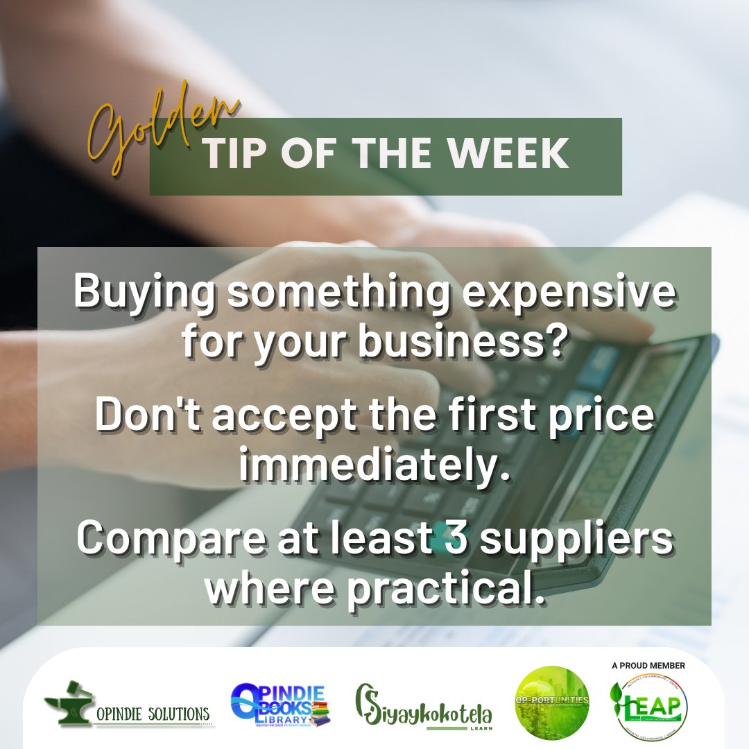 OpIndieSolution's tweet photo. The cheapest supplier isn't always the best supplier.

But neither should you automatically accept the first quotation you receive. 

#SmallBusinessSA #BusinessTips #BusinessGrowth https://t.co/KJlAdNML6i
