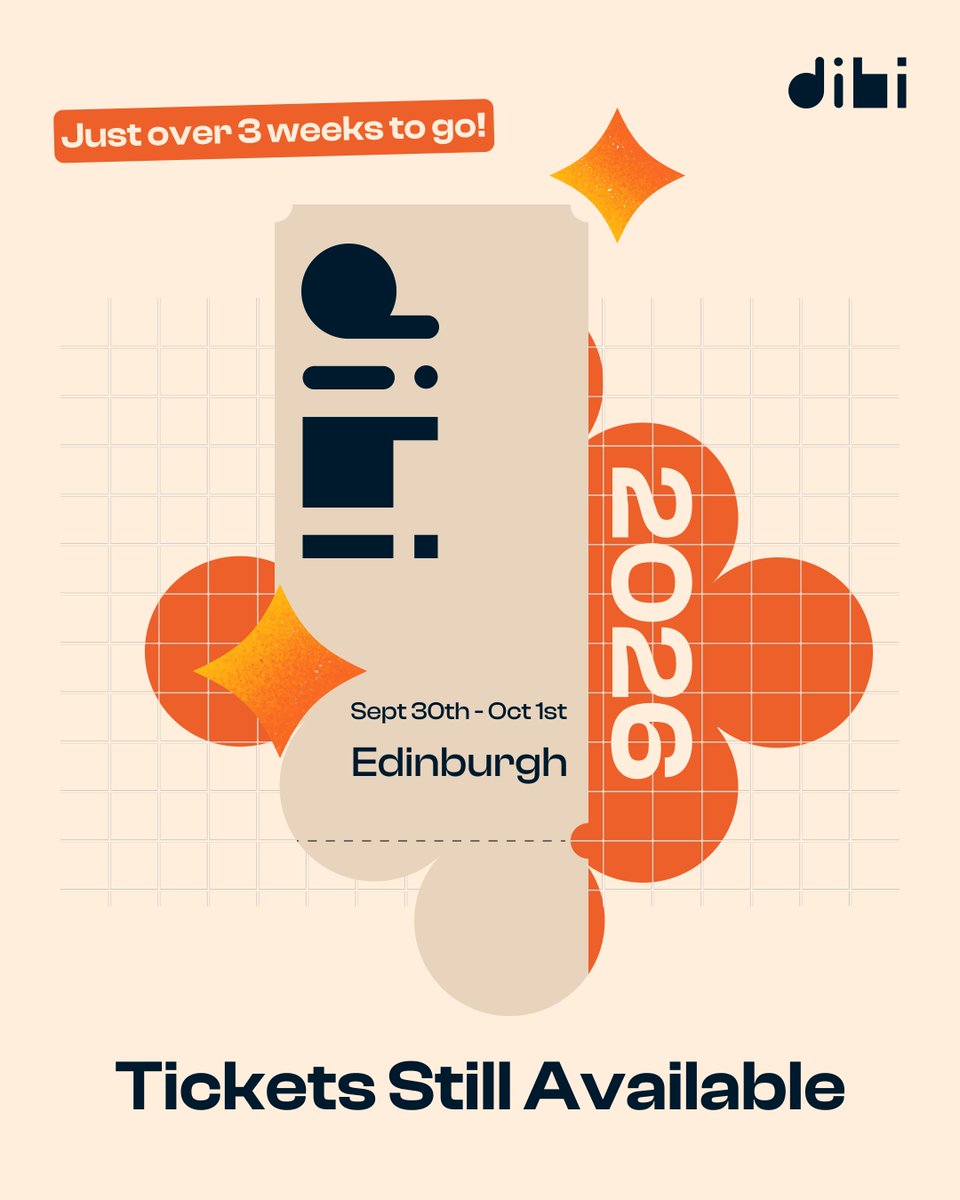 dibiconf's tweet photo. Just over 3 weeks to go ⏰️  DIBI 2026 lands in Edinburgh, Sept 30 &amp; Oct 1. Tickets still up - grab yours before they're gone. https://t.co/qzQVduIzVt  #DIBI2026 https://t.co/ab0emdhhe8