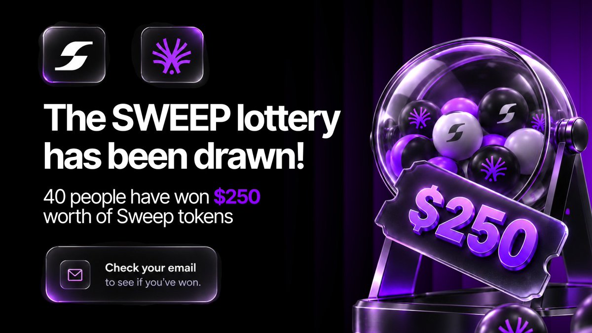 ActionModelAI's tweet photo. The @SweepGlobal ActionFi lottery has been drawn.

40 people just won $250 worth of SWEEP tokens each.

That's $10,000 in rewards going to the Action Model community.

If you took part, CHECK YOUR EMAIL.

Didn't get picked? Don't stop taking action.

NeoSoul → 3 days left
SIXR → Double points end TODAY
More ActionFi campaigns → Coming

⚠️ Winners are ONLY contacted via hello@actionmodel.com. We will never DM you about winnings or ask for sensitive information.

Congrats to the 40 winners. This is just the start.