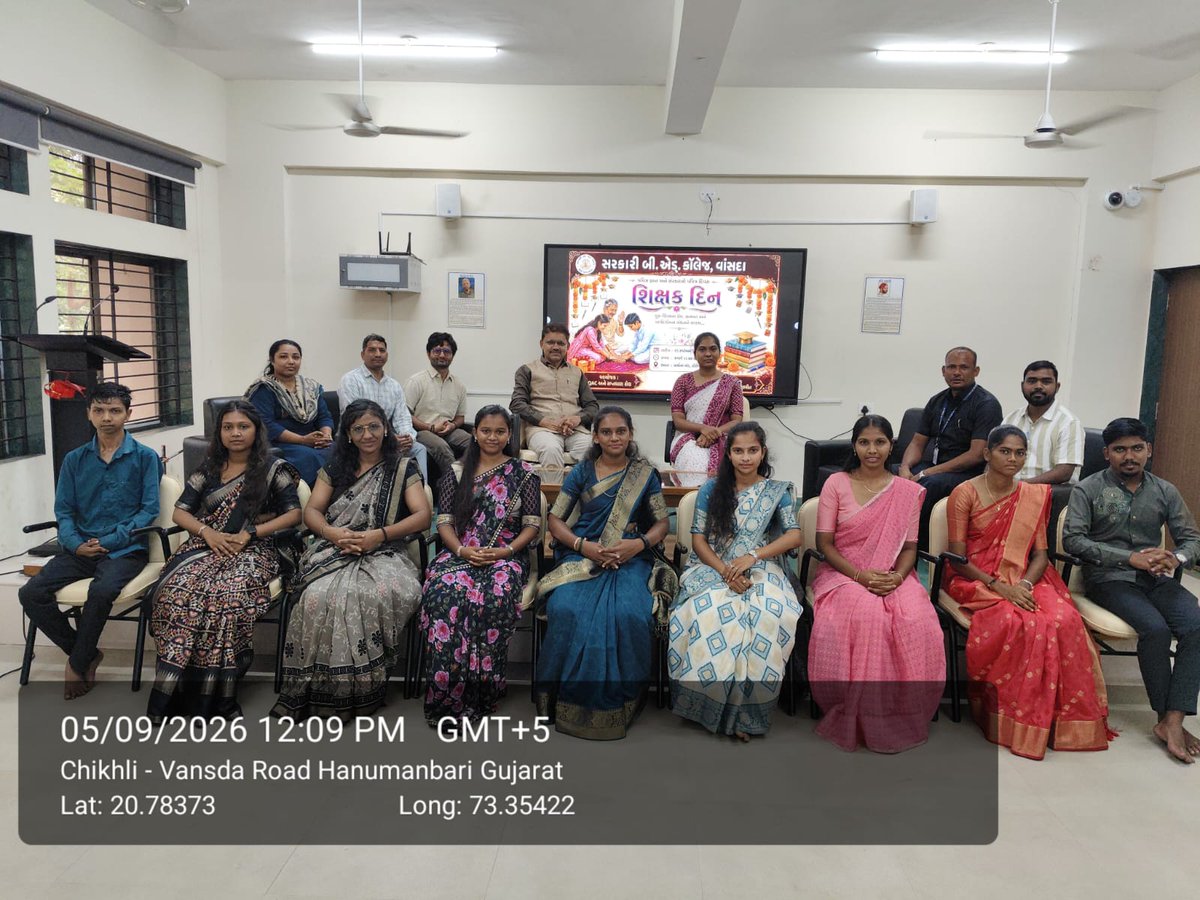 gbedvansda's tweet photo. 👩‍🏫 Teachers’ Day Celebration 👨‍���

Government B.Ed. College, Vansda, functioning under the Office of the Commissioner of Higher Education, Gandhinagar, celebrated Teachers’ Day on 5 September 2026 under the guidance of Principal Dr. Dilipbhai M. Gamit. https://t.co/fBToLAaFDj