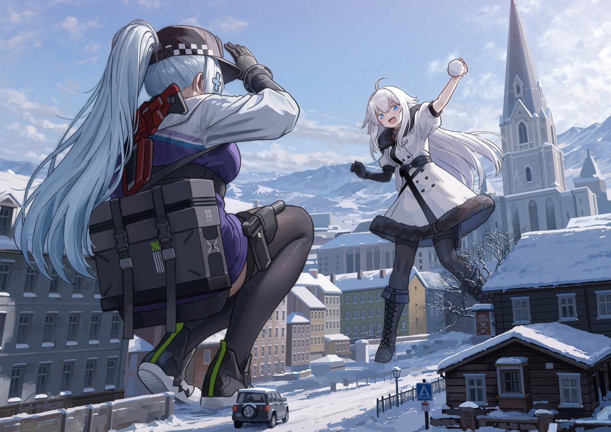 corpsmanWelt's tweet photo. 雪遊びをするクルカイとジェフティ
#Giantess　#巨大娘 https://t.co/wCxSEqGHwZ