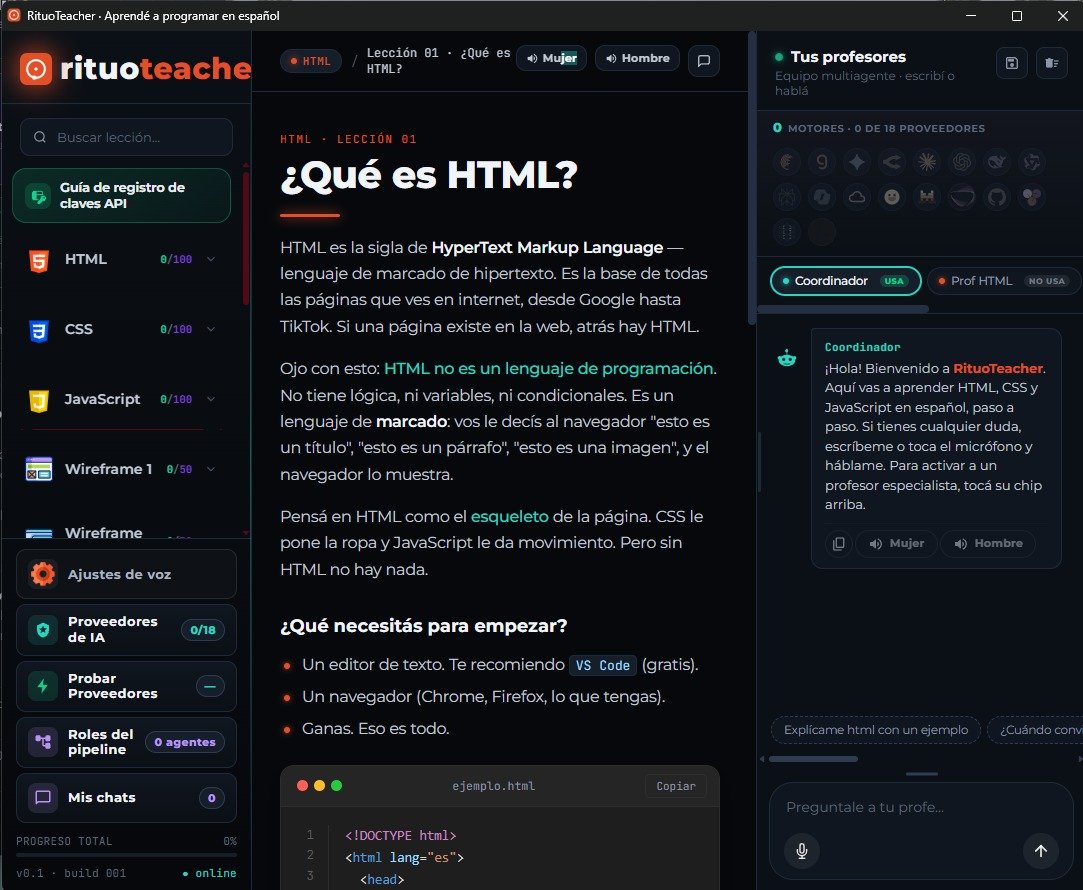 rituonummax's tweet photo. 👉 https://t.co/cikBx9OBH2

🎓 Aprendé programación GRATIS con 4 profesores y un multiagente (18 agentes disponibles) 🤖

📚 10 cursos y 672 clases de HTML, CSS, JavaScript, wireframes y proyectos web reales.
🔊 Cada clase te la lee un profesor con voz — elegís país, género y velocidad.

🧠 Un Coordinador + profesores especialistas de IA te responden por texto o micrófono 🎙️ y corrigen tu código ✅

💸 100% gratuito con 14 proveedores de IA gratis (Groq, Gemini, Mistral, Cerebras y más).

🙅 No hace falta registrarte con usuario: entrás y usás.

🔒 Sin servidor: tu key queda en tu compu.

👉 https://t.co/cikBx9OBH2