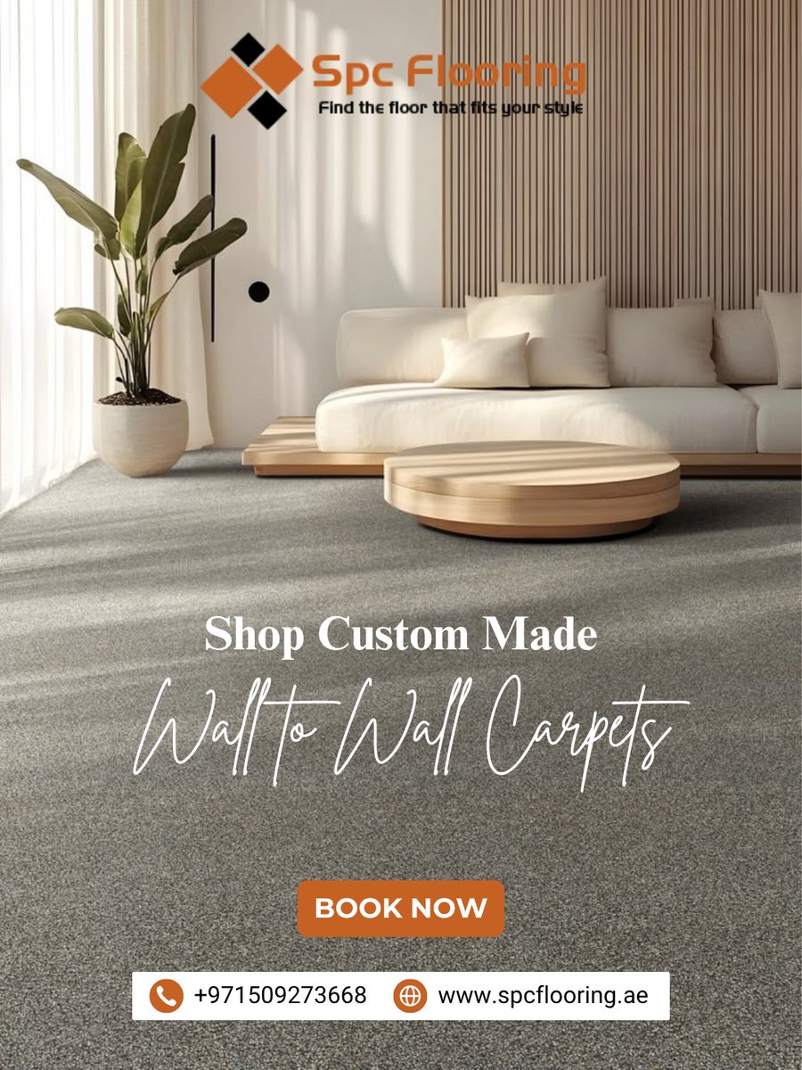 spcflooringuae's tweet photo. Transform your space with custom wall-to-wall carpets — soft, elegant, and tailored to fit perfectly, adding warmth and comfort to any room.

📞 https://t.co/RXMCf4IITI
🌐 https://t.co/MzXr8PcMxa

#DubaiCarpets #DubaiFlooring #DubaiHomeDecor #DubaiInteriors https://t.co/gJtGMXc5Qr