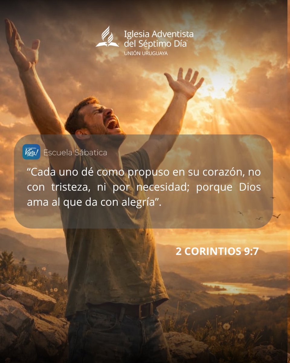 dadgab_2002's tweet photo. LA MOTIVACIÓN

Dar no es solo plata. Es respuesta a lo que Dios ya hizo. Pablo dice: la gracia de Cristo nos mueve a dar. ¿Cuánto das en comparación con lo que recibiste?

📊 Invitá a alguien a estudiar la Biblia 👉 https://t.co/tNaIyIqaxy

#adventistasuruguay https://t.co/XA7mpERfIH
