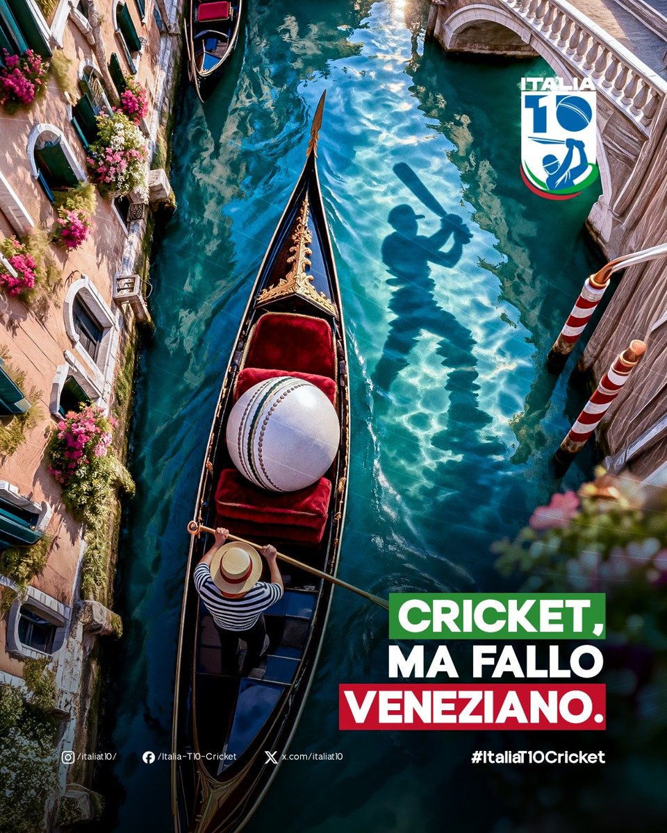 italiat10's tweet photo. 🛶 Venice has gondolas.
🌊 Venice has canals.
✨ Venice has magic.

🏏 Soon, Venice will have cricket too.

🏏 ITALIA T10 CRICKET. ⚡ VIVA THE GAME. 🇮🇹 Made in Italy.

#ItaliaT10 #MadeInItaly #Venezia #Venice #Cricket #Italy #TravelItaly #T10Cricket https://t.co/gFW5A1K7YG