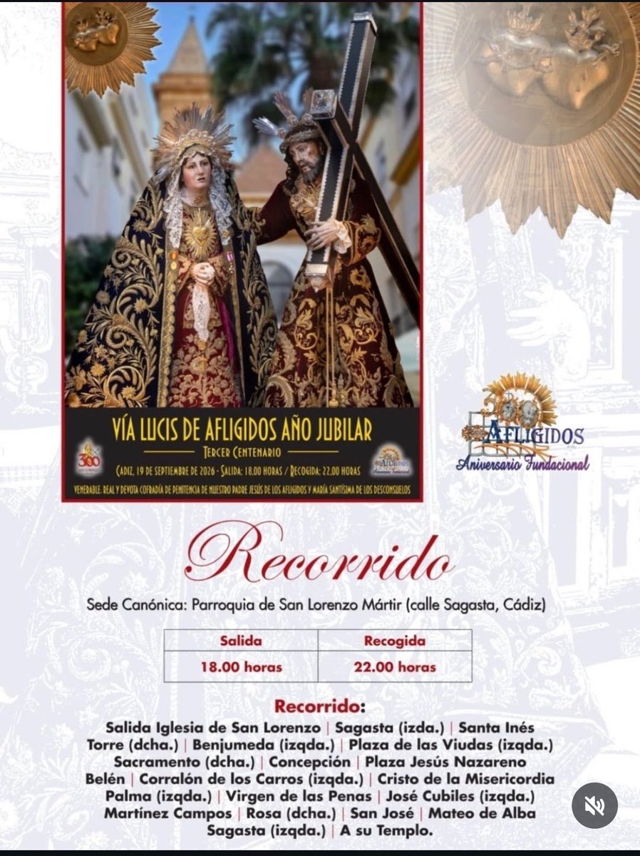 Semanasantagadi's tweet photo. @afligidoscadiz hace oficial su horario y itinerario para el via lucis del día 19 de septiembre https://t.co/KTPv2Jw7Ah