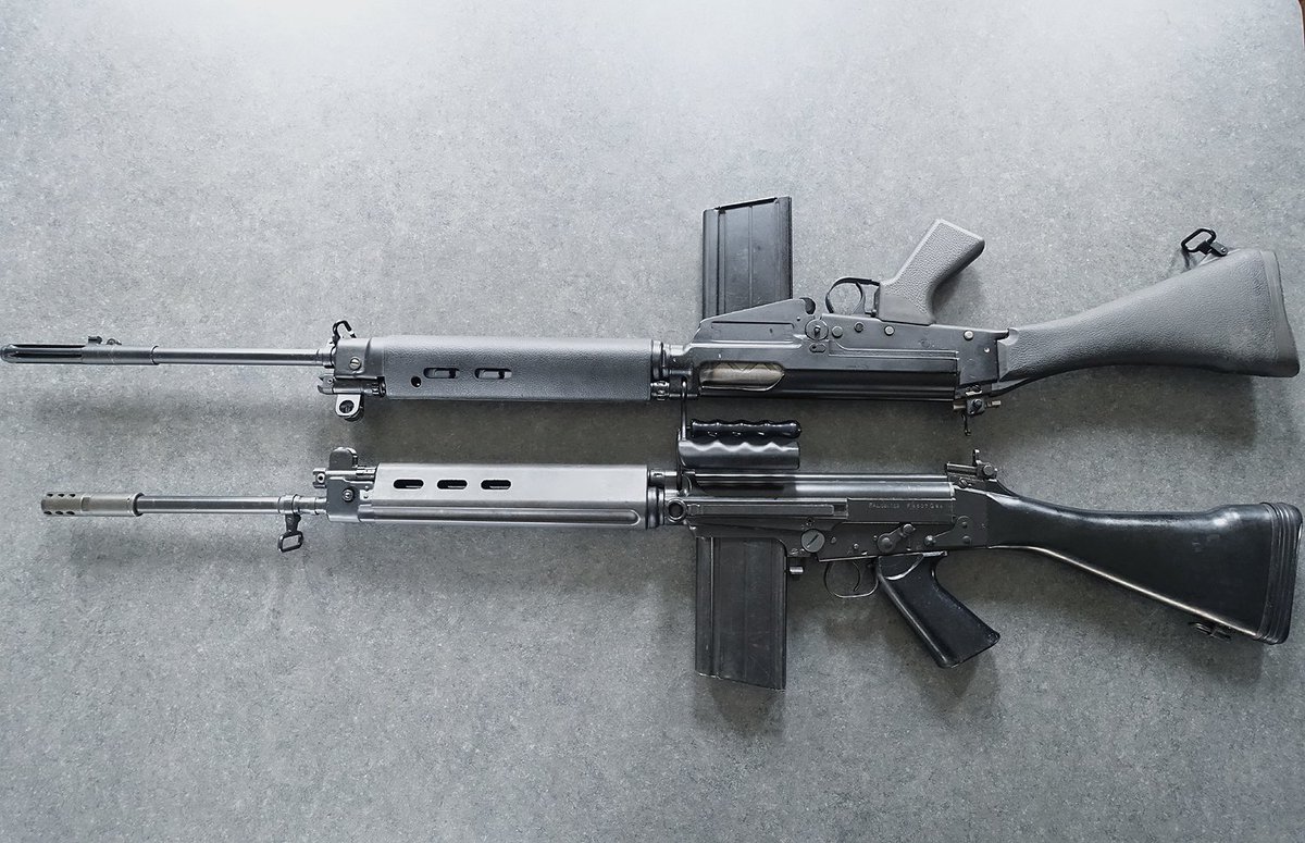 kitsunetennouji's tweet photo. FAL姉ちゃんズの写真が好評だったのでもう一枚
L1A1と並べるとFN-FALがコンパクトに見える錯覚(笑)
＃無可動銃への誘い https://t.co/YAcKMhMxCG
