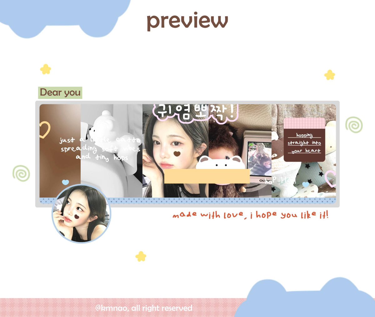 kmnao's tweet photo. help repost, thank you!

halo mentemen! aku bawa layout ready stock spesial yuha dan ian. harganya 10k udah free retext. bisa langsung dm aku kalau mau jajan 🫰

#bealanja https://t.co/EhQWwykPqT